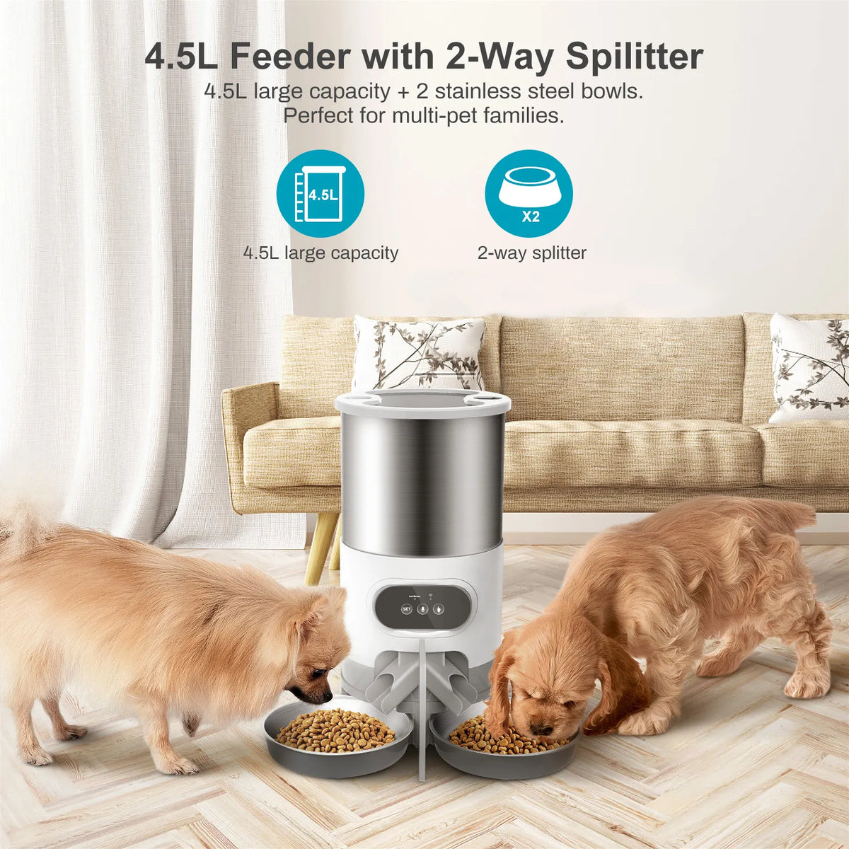 Automatic dog feeder with timer and voice recorder, view 9