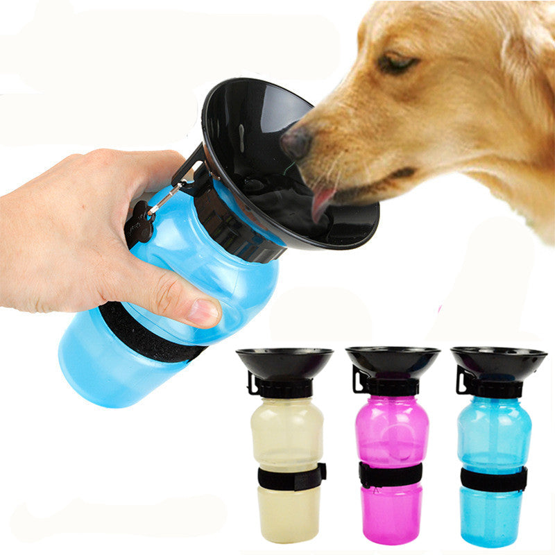 Portable dog water bottle with built-in bowl