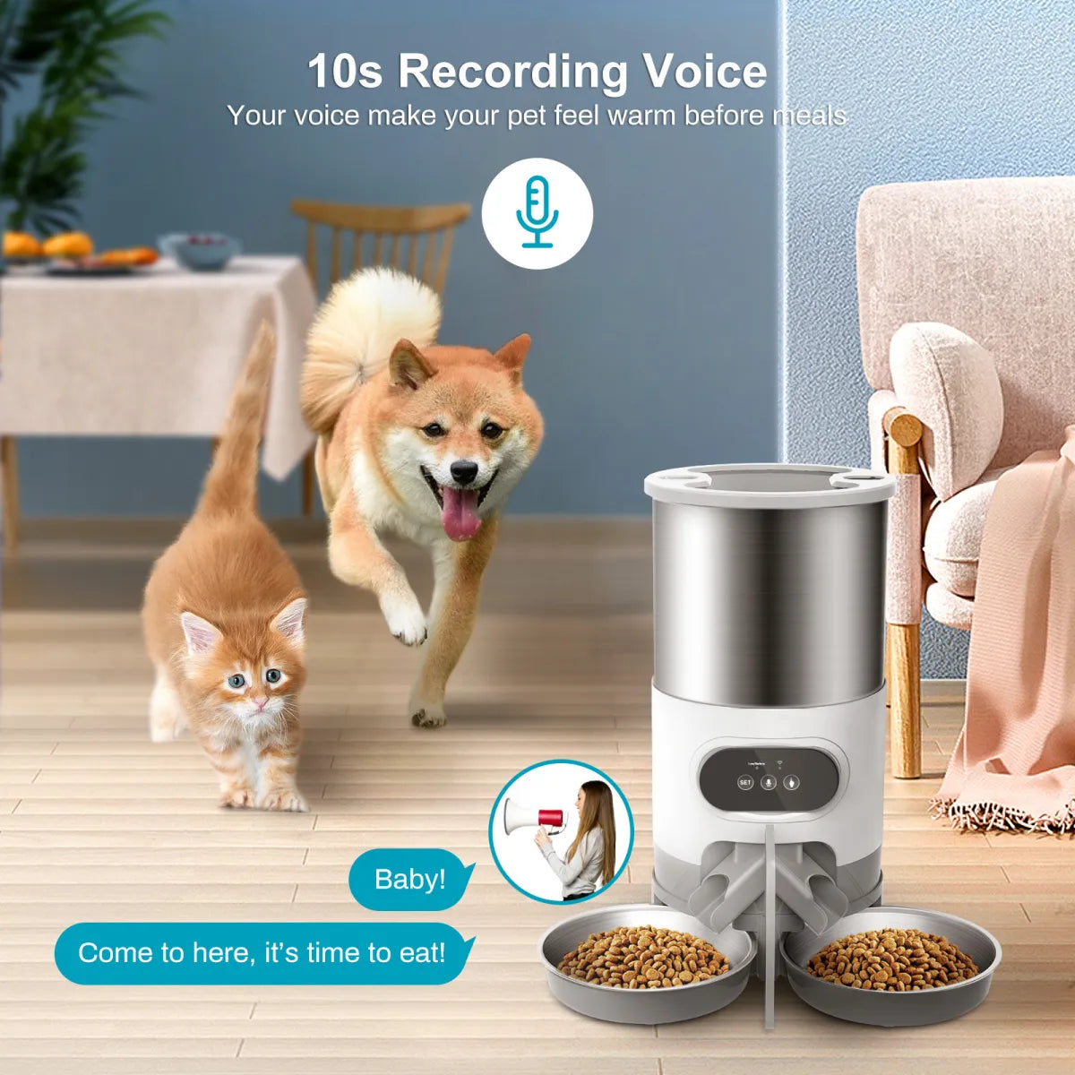 Automatic dog feeder with timer and voice recorder, view 12
